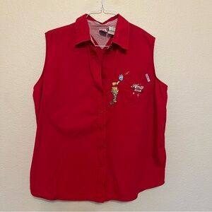 Disney Main Street Vintage Winnie the Pooh Red Sleeveless Shirt 18W/20W